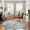 Piper Looms Mayfield Abstract AMF698 Coral Machine Washable Area Rug Round Lifestyle Image Feature