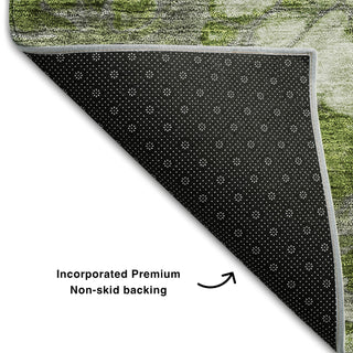 Piper Looms Mayfield Abstract AMF698 Olive Machine Washable Area Rug Backing Image
