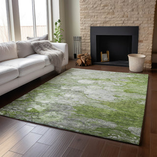 Piper Looms Mayfield Abstract AMF698 Olive Machine Washable Area Rug Lifestyle Image Feature