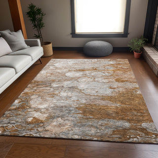 Piper Looms Mayfield Abstract AMF698 Terracotta Machine Washable Area Rug Lifestyle Image Feature