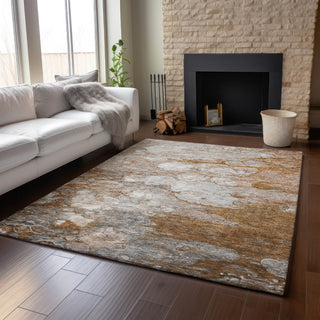 Piper Looms Mayfield Abstract AMF698 Terracotta Machine Washable Area Rug Lifestyle Image Feature