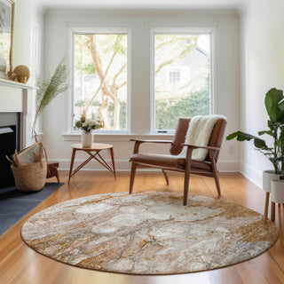 Piper Looms Mayfield Abstract AMF698 Terracotta Machine Washable Area Rug Round Lifestyle Image Feature