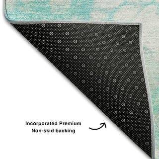 Piper Looms Mayfield Abstract AMF699 Aqua Machine Washable Area Rug Backing Image