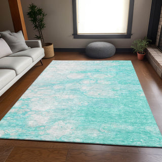 Piper Looms Mayfield Abstract AMF699 Aqua Machine Washable Area Rug Lifestyle Image Feature