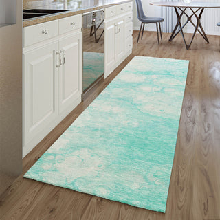 Piper Looms Mayfield Abstract AMF699 Aqua Machine Washable Area Rug Runner Lifestyle Image Feature