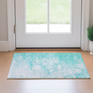 Piper Looms Mayfield Abstract AMF699 Aqua Machine Washable Area Rug Scatter Lifestyle Image Feature
