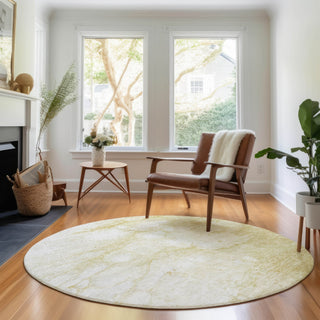 Piper Looms Mayfield Abstract AMF699 Beige Machine Washable Area Rug Round Lifestyle Image Feature