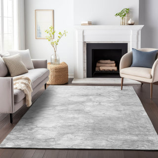 Piper Looms Mayfield Abstract AMF699 Silver Machine Washable Area Rug Lifestyle Image Feature
