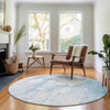 Piper Looms Mayfield Abstract AMF699 Sky Machine Washable Area Rug Round Lifestyle Image Feature