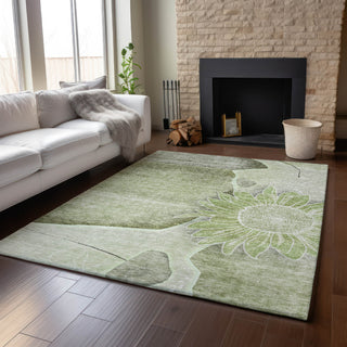 Piper Looms Mayfield Floral AMF700 Aloe Machine Washable Area Rug Lifestyle Image Feature
