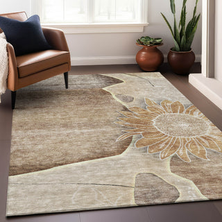 Piper Looms Mayfield Floral AMF700 Brown Machine Washable Area Rug Lifestyle Image Feature
