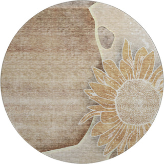 Piper Looms Mayfield Floral AMF700 Brown Machine Washable Area Rug Round Main Image