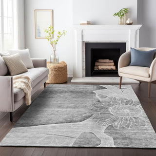 Piper Looms Mayfield Floral AMF700 Gray Machine Washable Area Rug Lifestyle Image Feature