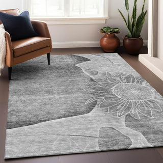 Piper Looms Mayfield Floral AMF700 Gray Machine Washable Area Rug Lifestyle Image Feature