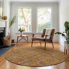 Piper Looms Mayfield Floral AMF702 Copper Machine Washable Area Rug Round Lifestyle Image Feature
