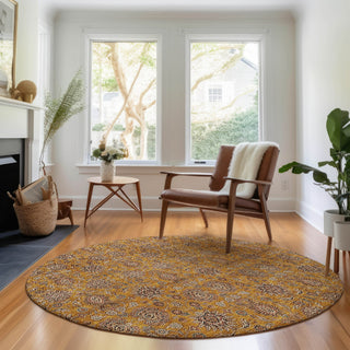 Piper Looms Mayfield Floral AMF702 Copper Machine Washable Area Rug Round Lifestyle Image Feature