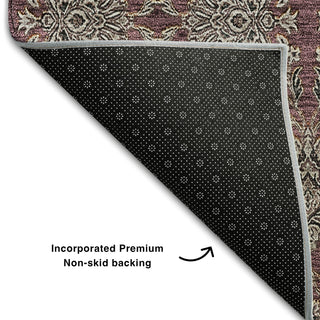 Piper Looms Mayfield Floral AMF702 Merlot Machine Washable Area Rug Backing Image