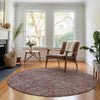 Piper Looms Mayfield Floral AMF702 Merlot Machine Washable Area Rug Round Lifestyle Image Feature