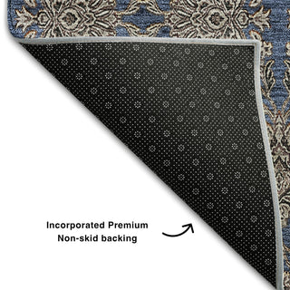 Piper Looms Mayfield Floral AMF702 Navy Machine Washable Area Rug Backing Image