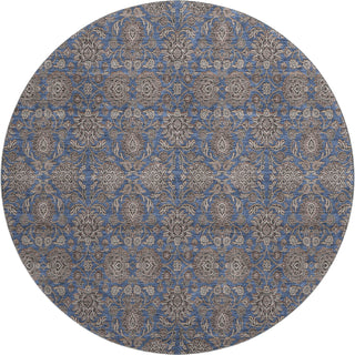 Piper Looms Mayfield Floral AMF702 Navy Machine Washable Area Rug Round Main Image