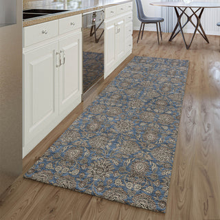 Piper Looms Mayfield Floral AMF702 Navy Machine Washable Area Rug Runner Lifestyle Image Feature