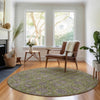 Piper Looms Mayfield Floral AMF702 Olive Machine Washable Area Rug Round Lifestyle Image Feature