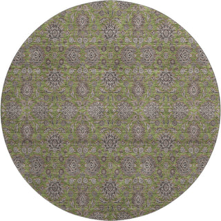 Piper Looms Mayfield Floral AMF702 Olive Machine Washable Area Rug Round Main Image