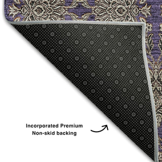 Piper Looms Mayfield Floral AMF702 Purple Machine Washable Area Rug Backing Image