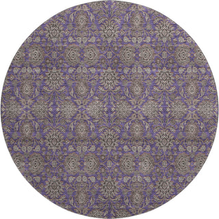 Piper Looms Mayfield Floral AMF702 Purple Machine Washable Area Rug Round Main Image