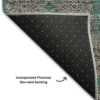 Piper Looms Mayfield Floral AMF702 Teal Machine Washable Area Rug Backing Image