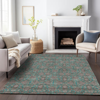 Piper Looms Mayfield Floral AMF702 Teal Machine Washable Area Rug Lifestyle Image Feature