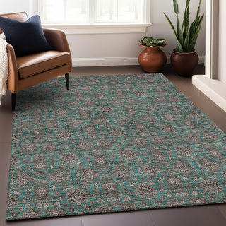 Piper Looms Mayfield Floral AMF702 Teal Machine Washable Area Rug Lifestyle Image Feature