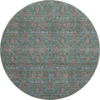 Piper Looms Mayfield Floral AMF702 Teal Machine Washable Area Rug Round Main Image