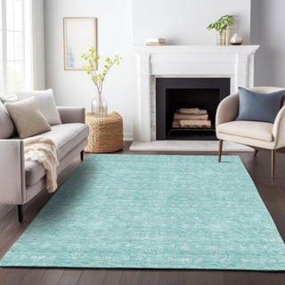 Piper Looms Mayfield Floral AMF703 Aqua Machine Washable Area Rug Lifestyle Image Feature