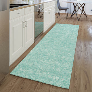 Piper Looms Mayfield Floral AMF703 Aqua Machine Washable Area Rug Runner Lifestyle Image Feature