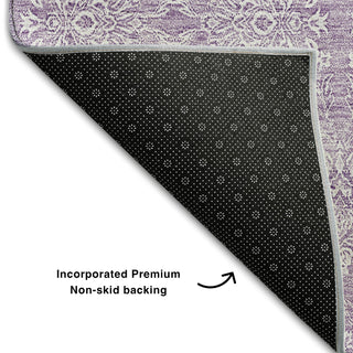 Piper Looms Mayfield Floral AMF703 Lavender Machine Washable Area Rug Backing Image
