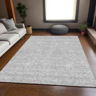 Piper Looms Mayfield Floral AMF703 Silver Machine Washable Area Rug Lifestyle Image Feature