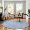 Piper Looms Mayfield Floral AMF703 Sky Machine Washable Area Rug Round Lifestyle Image Feature