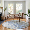 Piper Looms Mayfield Modern AMF704 Blue Machine Washable Area Rug Round Lifestyle Image Feature