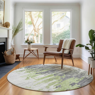Piper Looms Mayfield Modern AMF704 Green Machine Washable Area Rug Round Lifestyle Image Feature