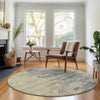 Piper Looms Mayfield Modern AMF704 Pewter Machine Washable Area Rug Round Lifestyle Image Feature