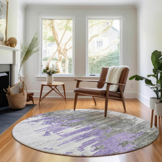 Piper Looms Mayfield Modern AMF704 Purple Machine Washable Area Rug Round Lifestyle Image Feature