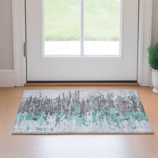 Piper Looms Mayfield Modern AMF704 Teal Machine Washable Area Rug Scatter Lifestyle Image Feature