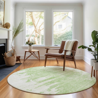 Piper Looms Mayfield Modern AMF705 Aloe Machine Washable Area Rug Round Lifestyle Image Feature