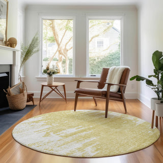 Piper Looms Mayfield Modern AMF705 Gold Machine Washable Area Rug Round Lifestyle Image Feature