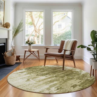 Piper Looms Mayfield Modern AMF705 Mocha Machine Washable Area Rug Round Lifestyle Image Feature