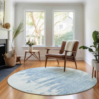 Piper Looms Mayfield Modern AMF705 Sky Machine Washable Area Rug Round Lifestyle Image Feature