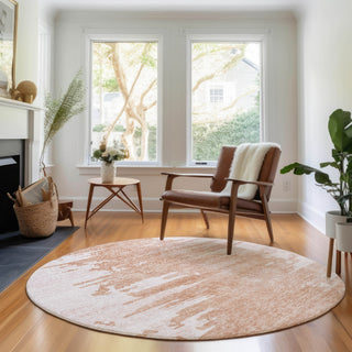 Piper Looms Mayfield Modern AMF705 Terracotta Machine Washable Area Rug Round Lifestyle Image Feature
