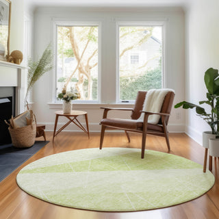 Piper Looms Mayfield Modern AMF706 Aloe Machine Washable Area Rug Round Lifestyle Image Feature