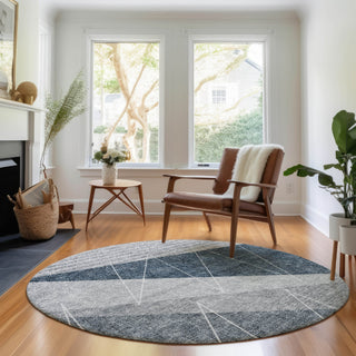 Piper Looms Mayfield Modern AMF706 Charcoal Machine Washable Area Rug Round Lifestyle Image Feature